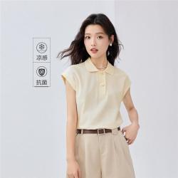 佐丹奴 女士POLO衫 夏季凉感宽门筒连袖针织百搭短袖