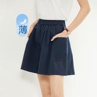 佐丹奴 大口袋弹力棉女士休闲裤夏季针织松紧腰日常通勤裙裤短裤女