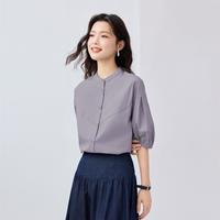 佐丹奴 女士衬衫 夏季纯棉府绸小立领泡泡中袖