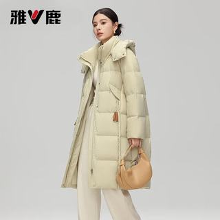 雅鹿 鸭绒填充 防风保暖 可拆卸帽 星空黑 S码 女士羽绒服