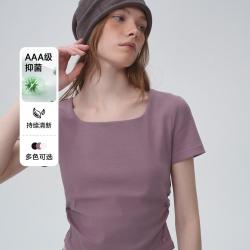 TEENIE WEENIE 小熊女装T恤夏季休闲时髦甜酷简约绑带方领短袖上衣