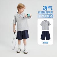 史努比 26年夏季新款短袖T恤翻领POLO衫短裤两件套
