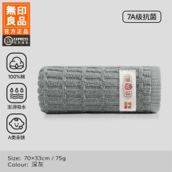 无印良品 MUJI 无印良品 男士专用纯棉毛巾 面巾 75x35cm 深灰 加厚款 吸水