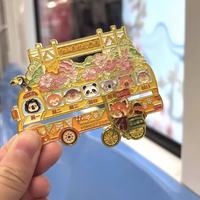 1 南京红山动物园可滑动大巴士大风车金属冰箱贴文创旅游纪念收藏品 红山动物园巴士冰箱贴