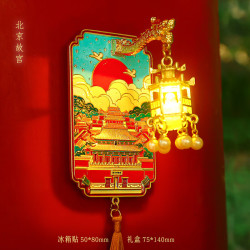 1 宫灯冰箱贴文创立体珐琅烤漆磁吸发光金属冰箱贴旅游纪念品装饰 北京故宫 宫灯冰箱贴