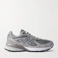 new balance 990v4 Leather-trimmed Suede And Mesh Sneakers