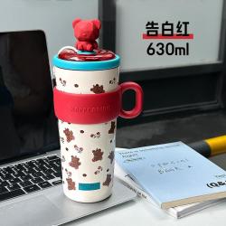 小茶日记 保温杯304不锈钢大容量女学生可爱吸管防摔家用杯子水杯