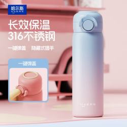 HAERS 316不锈钢保温杯 极光紫 450ml 贴纸+杯刷