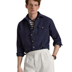 RALPH LAUREN 男士衬衫 Classic Fit Striped Linen Shirt