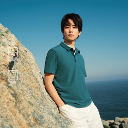 KOLON SPORT 吸湿速干抗菌 男士撞色小翻领POLO衫