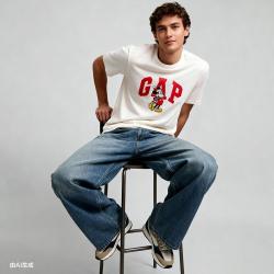 Gap 男女装夏季款纯棉卡通印花logo短袖T恤上衣美版821805