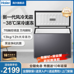 海尔 241L低霜卧式家用冰柜商用大容量冷藏大冷冻冰柜家用冰箱大冷冻柜冰柜BC