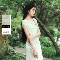 三彩 2026夏季新款新中式T恤短袖修身短款套头显瘦C
