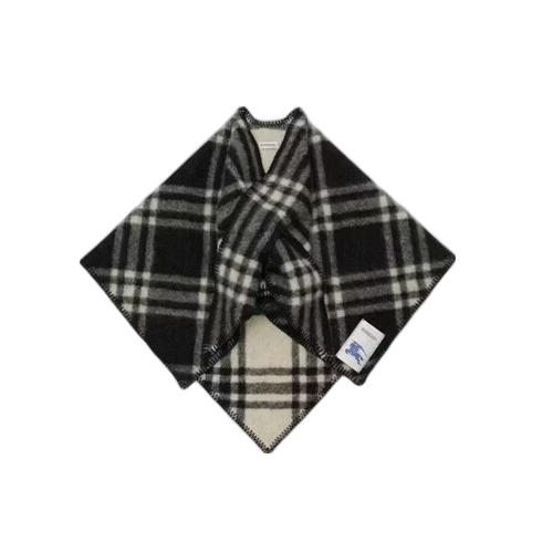 BURBERRY 博柏利 男女同款格纹羊毛围巾短披肩 81267951 黑色