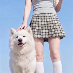 唐狮 女格纹百褶裙 韩系小清新时尚减龄甜美