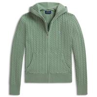 RALPH LAUREN 女童迷你绞花棉质全拉链连帽衫
