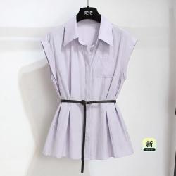 她池 气质翻领小飞袖女士衬衫 2026夏装通勤优雅