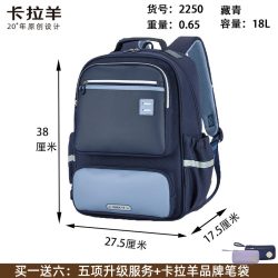 卡拉羊 5维减负防下坠风琴大容量卡拉羊小学生书包1-3-6年级男女双肩背包 送笔袋