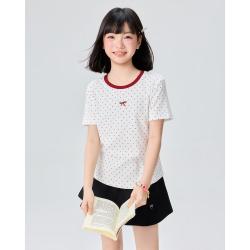 爱依服 商场IEF2026夏季甜美洋气设计感波点女童T恤