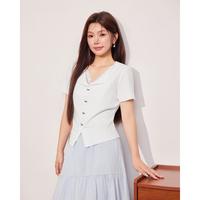 爱依服 2026夏季法式温柔小女人气质通勤百搭上衣
