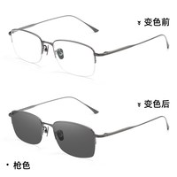移动端：普视顿 1.56防蓝光变灰色半框钛架男款近视眼镜