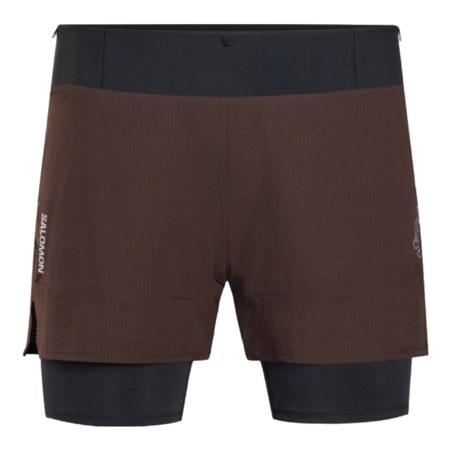 萨洛蒙 SENSE 2IN1 SHORTS 轻量透气 咖啡豆棕 S 运动短裤
