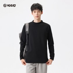 VUUG 秋冬保暖半高领长袖双面毛绒上衣打底衫T恤内搭男