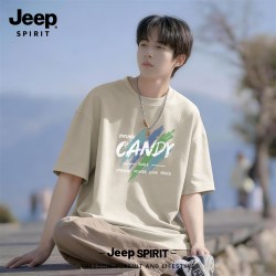 JEEP SPIRIT Jeep吉普重磅纯棉男士短袖t恤2026新款夏季美式潮流运动简约衣服