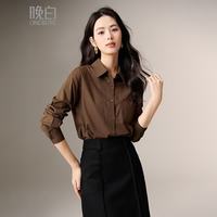 晚白 100%纯棉通勤百搭衬衫女