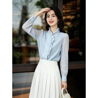 晚白 莱赛尔显白baby蓝衬衫女