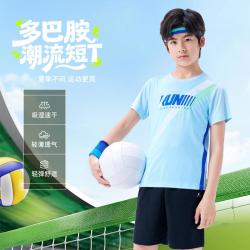 特步 炫彩印花吸湿速干易清洗2026新品夏季亲肤短袖男童针织衫上衣
