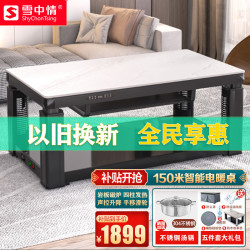 雪中情 新款W25雪山银狐150*80CM语音磁炉升降电暖桌取暖桌家用长方形多功能取暖餐桌电