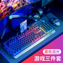 雷麟 键盘鼠标耳机三件套电竞游戏专用机械笔记本电脑台式有线套装外设