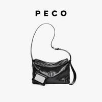 PECO 头层熔岩油腊牛皮飞行包 经典黑 中号款