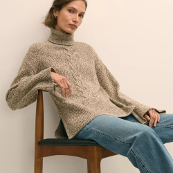 Brooks Brothers 美利奴羊毛混纺绞花高领毛衣