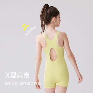 悦步 抗氯速干防晒 女童连体泳衣