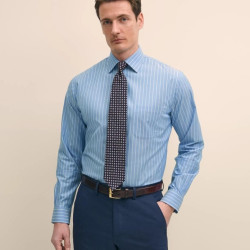 Brooks Brothers Stretch Supima® Cotton Non-Iron Royal Oxford Ainsley Collar, Striped Dress Shirt