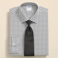 Brooks Brothers 男士衬衫 Stretch Supima® Cotton Non-Iron Twill Ainsley Collar Windowpane Dress Shirt