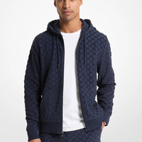 MICHAEL KORS Logo Jacquard Terry Zip-Up Hoodie