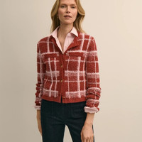 Brooks Brothers 女士针织衫 Cotton-Blend Soft Plaid Cardigan