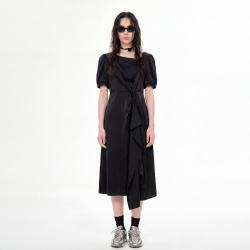 三彩 女士夏季短袖不对称A字连衣裙 2026