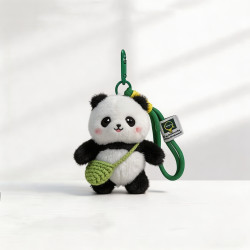 繁夏 汽车挂饰品可爱熊猫卡通公仔挎包包挂件生日礼物手工编织钥匙扣