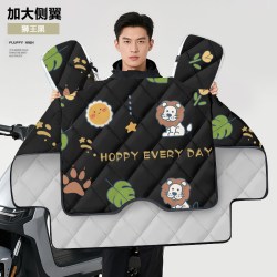 许愿 WEN AN 稳安 电动车挡风被 XL 开心狮王黑色 四季中厚款 双面防水