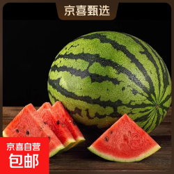 新鲜美都麒麟西瓜 薄皮多汁 京东包邮 7-8斤