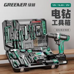 绿林 五金工具套装家用手动工具箱维修全套多功能家庭电工木工电钻大全 21V冲击电钻42件工具