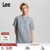 Lee 26夏季新品舒适版圆领Logo印花图案男女同款短袖T恤 石灰色 M