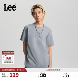 Lee 26夏季新品舒适版圆领Logo印花图案男女同款短袖T恤 石灰色 M