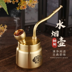 米良品 黄铜复古多用水烟壶把件