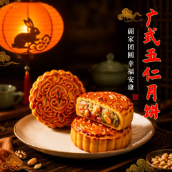 广香村 五仁月饼广式中秋传统糕点心500g装中式糕点休闲零食