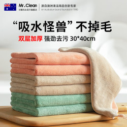 MR CLEAN 双层加厚家务抹布30*40cm*3条清洁厨房超厚超细纤维抹布洗车擦车